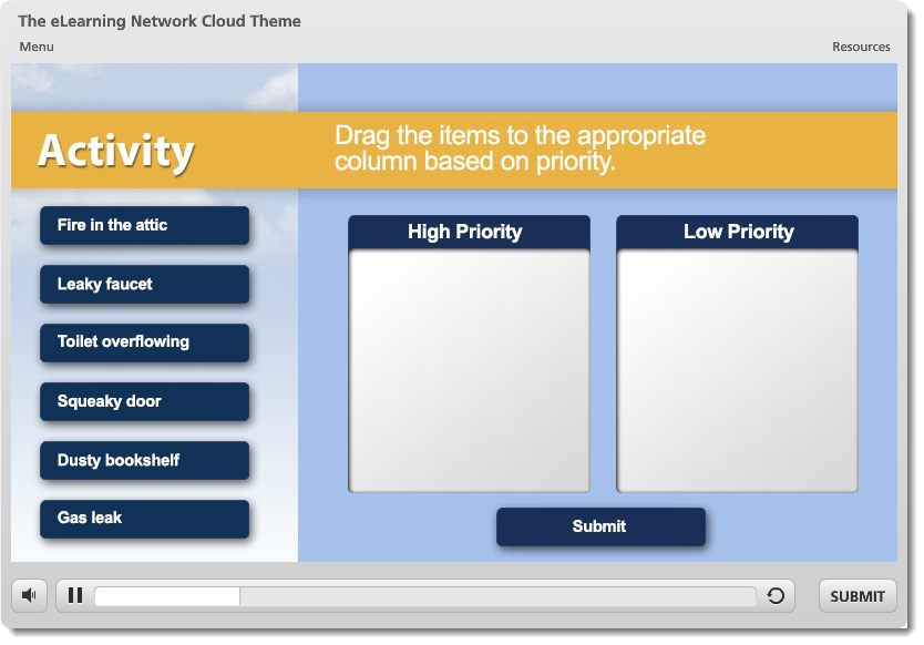 Articulate Storyline Elearning Template Cloud Theme 171 The Elearning Network The Elearning Network Elearning Templates Storyline