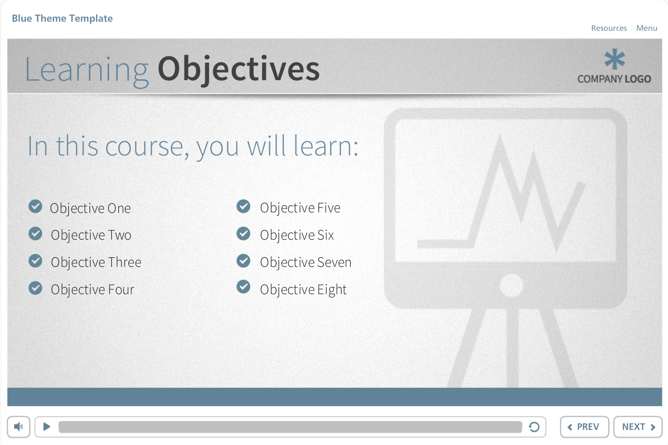 Storyline Course Starter Template Blue Theme